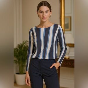 MARBLE Blue Abstract Lightweight Sweater Top Women's Size XS